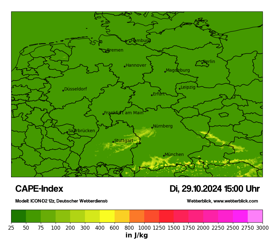 Modellkarten CAPE-Index in Deutschland