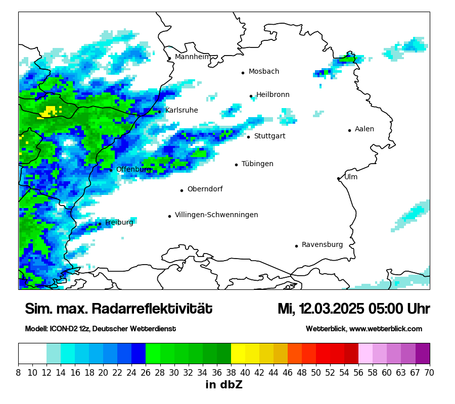 Modellkarten Simuliertes Radarbild