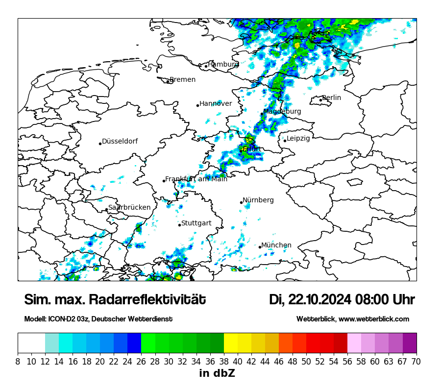 Modellkarten Simuliertes Radarbild in Deutschland