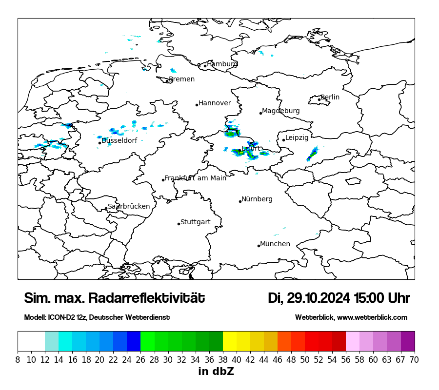 Modellkarten Simuliertes Radarbild in Deutschland