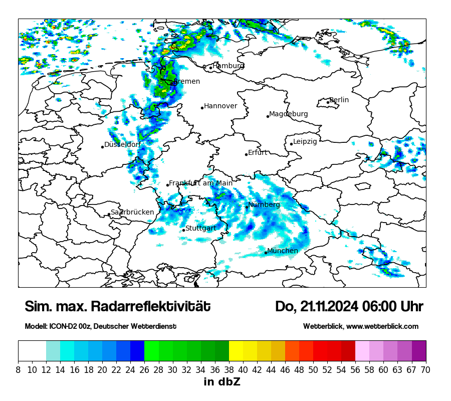 Modellkarten Simuliertes Radarbild in Deutschland