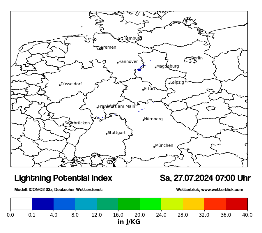 Modellkarten Lightning-Index in Deutschland