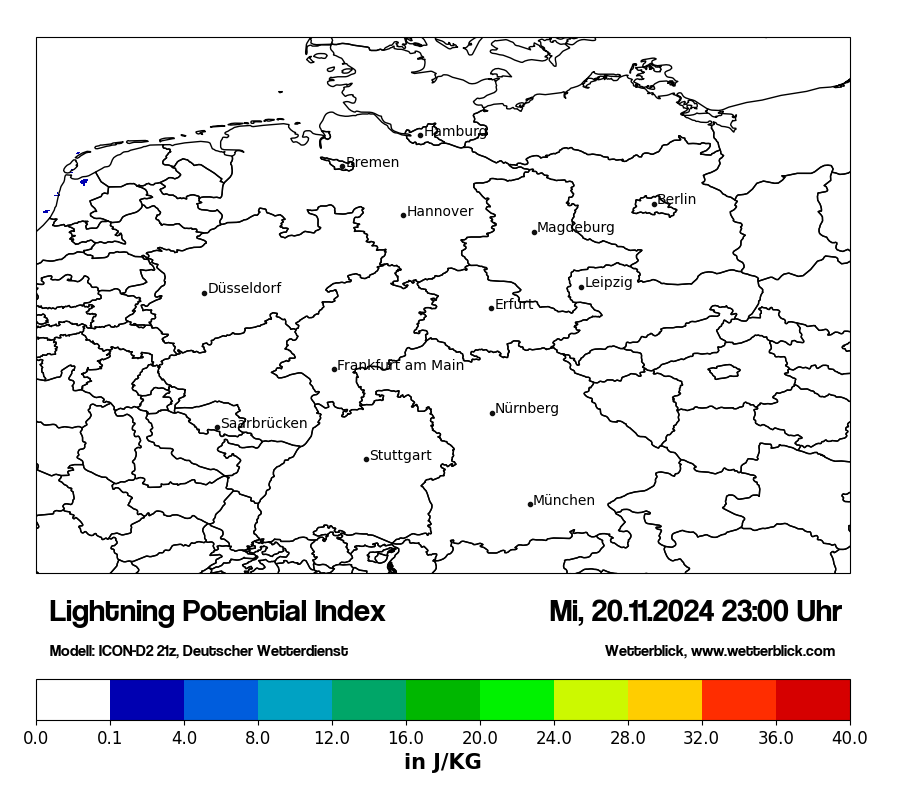 Modellkarten Lightning-Index in Deutschland