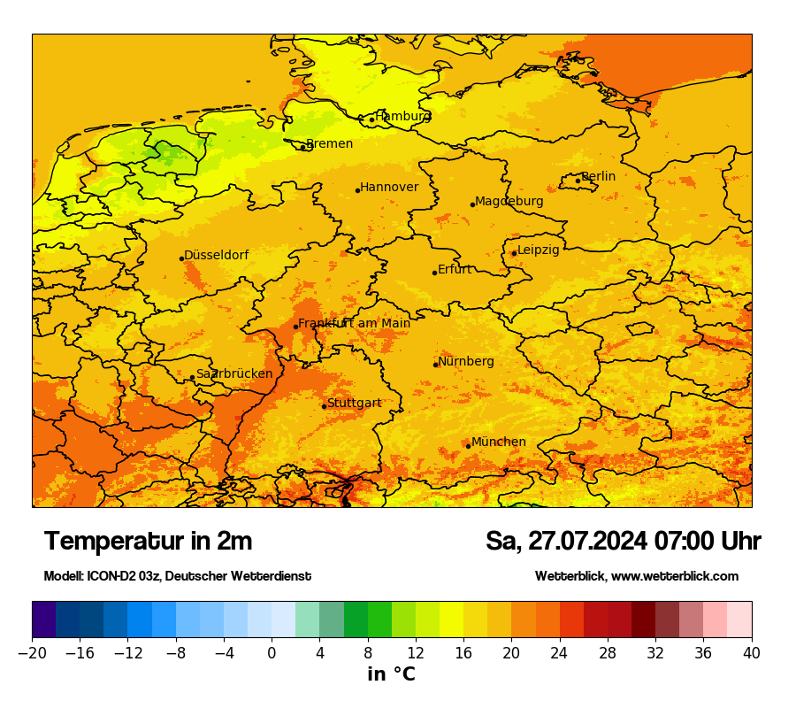 Modellkarten Temperatur in Deutschland