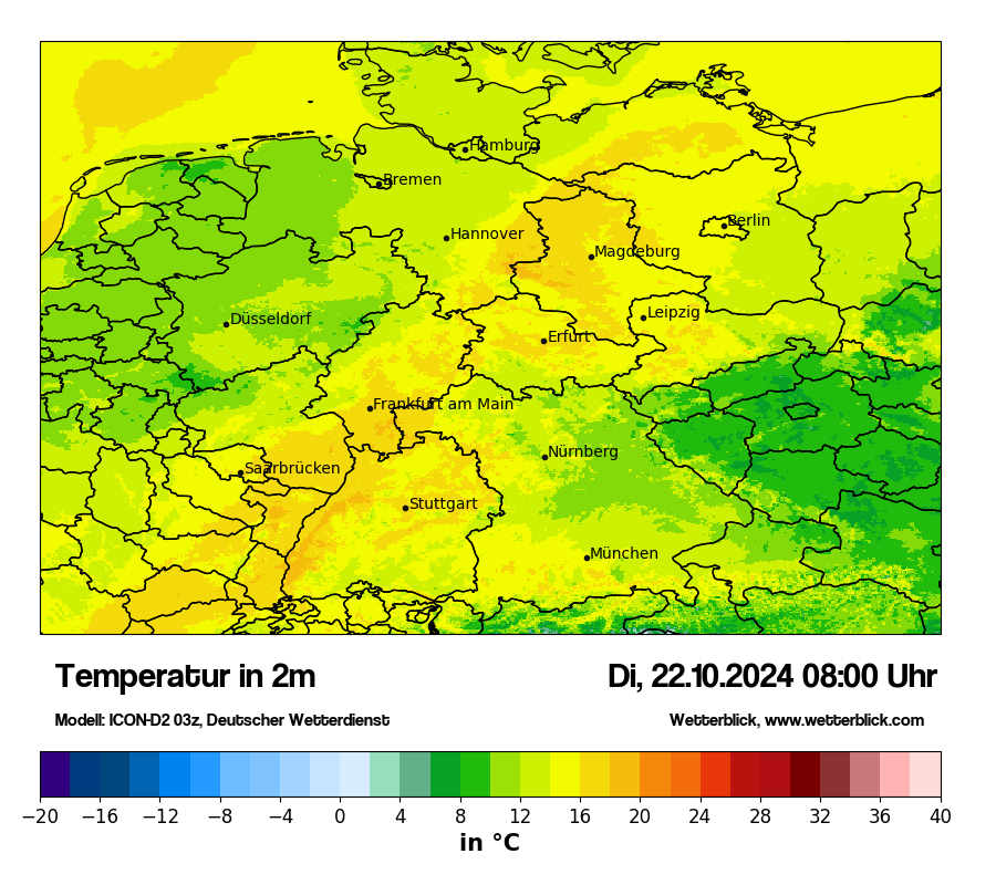 Modellkarten Temperatur in Deutschland