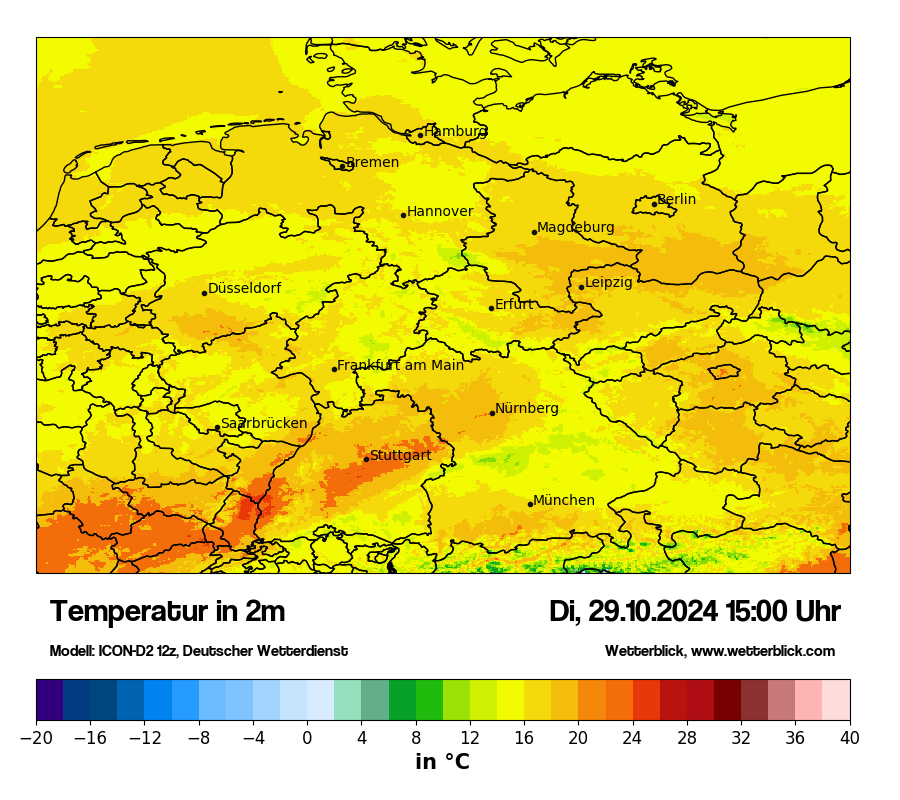 Modellkarten Temperatur in Deutschland