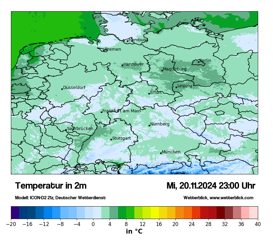 Modellkarten Temperatur in Deutschland