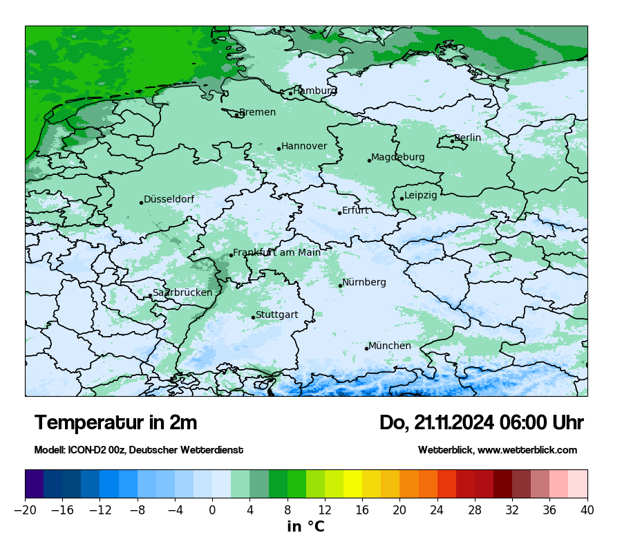 Modellkarten Temperatur in Deutschland