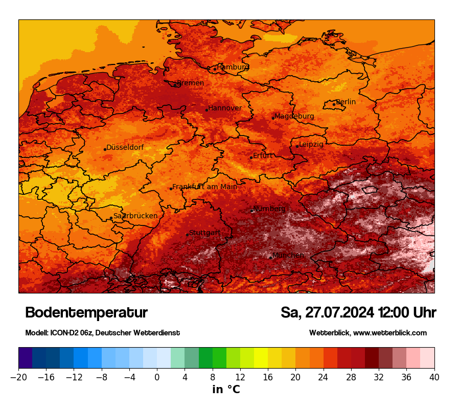Modellkarten Bodentemperatur in Deutschland