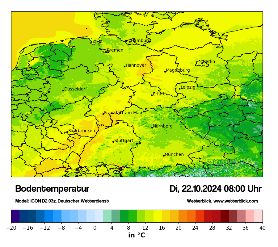 Modellkarten Bodentemperatur in Deutschland