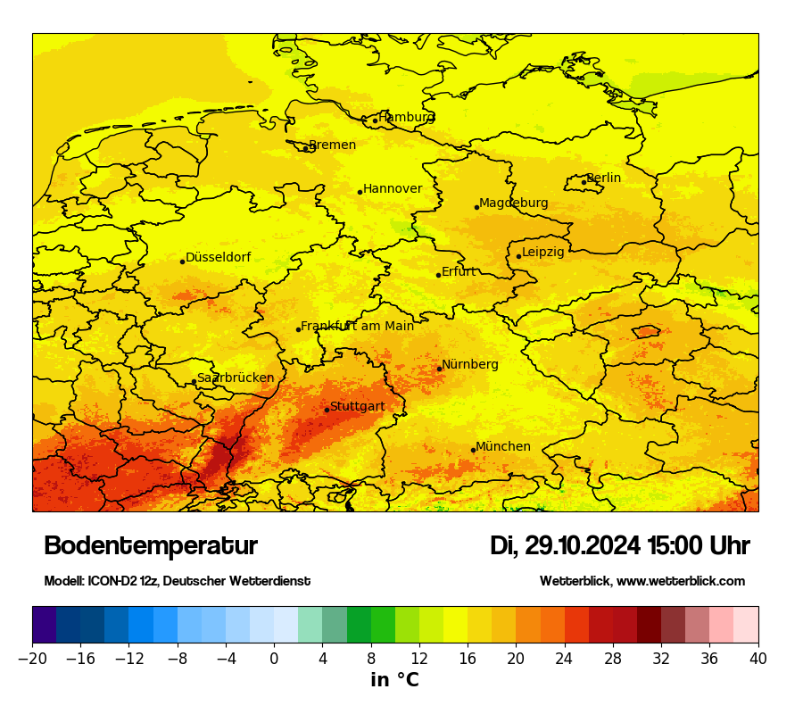 Modellkarten Bodentemperatur in Deutschland