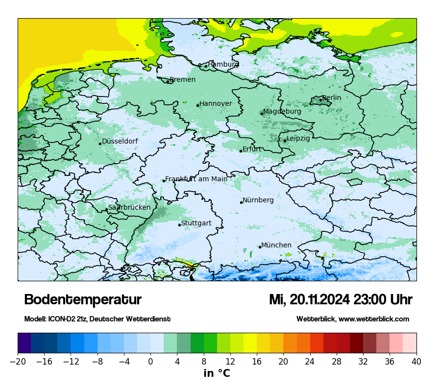 Modellkarten Bodentemperatur in Deutschland