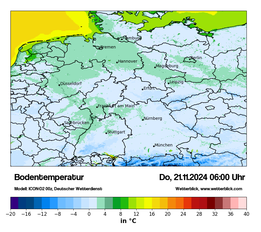 Modellkarten Bodentemperatur in Deutschland