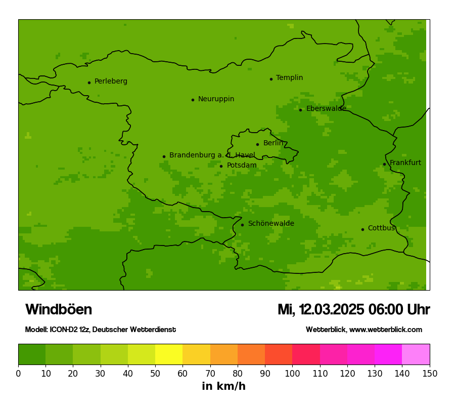 Modellkarten Windgeschwindigkeit