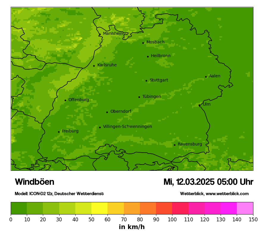 Modellkarten Windgeschwindigkeit