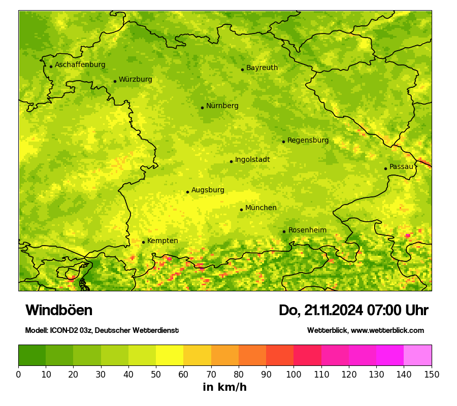 Modellkarten Windgeschwindigkeit