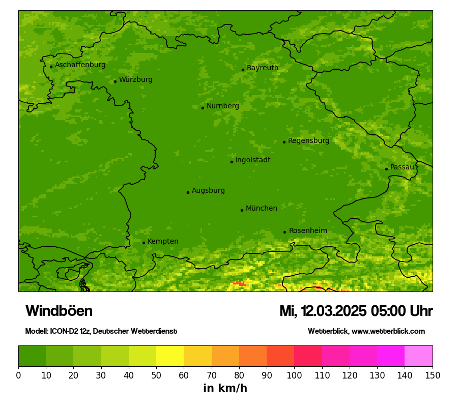 Modellkarten Windgeschwindigkeit