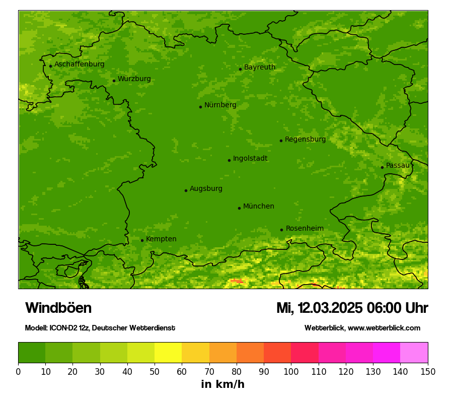 Modellkarten Windgeschwindigkeit