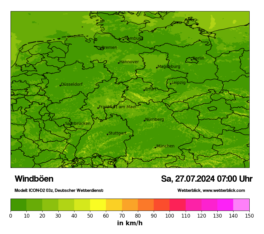 Modellkarten Windgeschwindigkeit in Deutschland