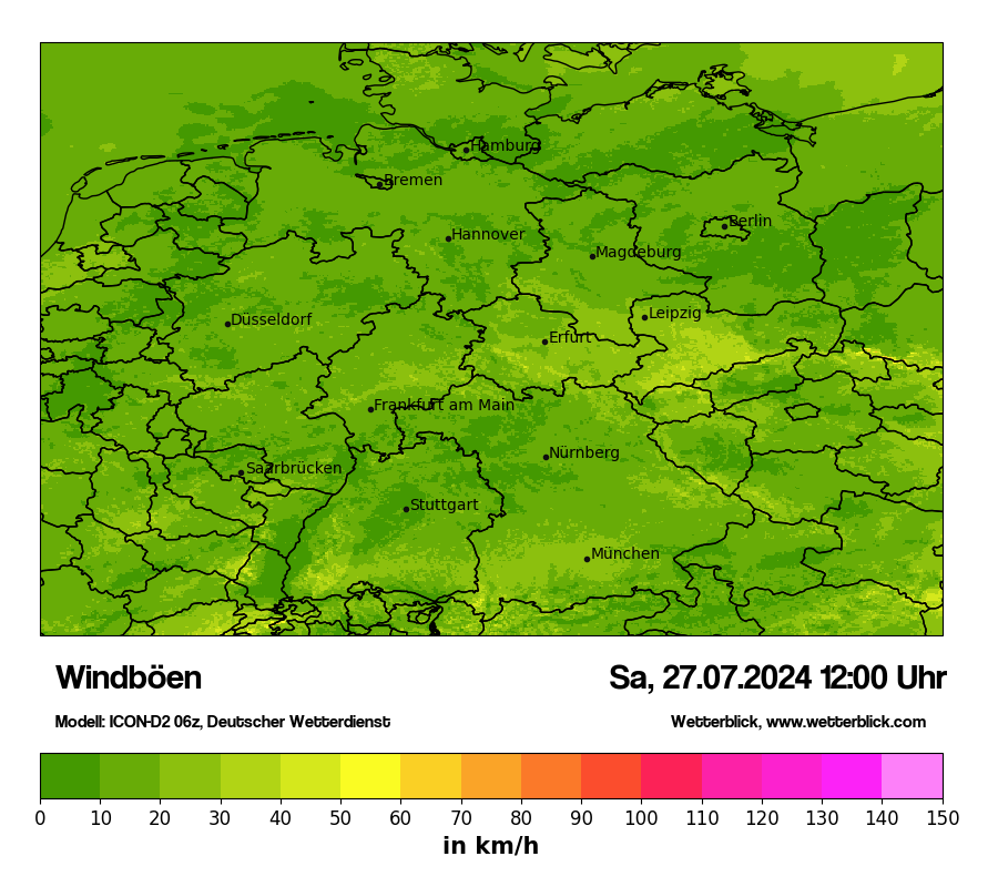 Modellkarten Windgeschwindigkeit in Deutschland