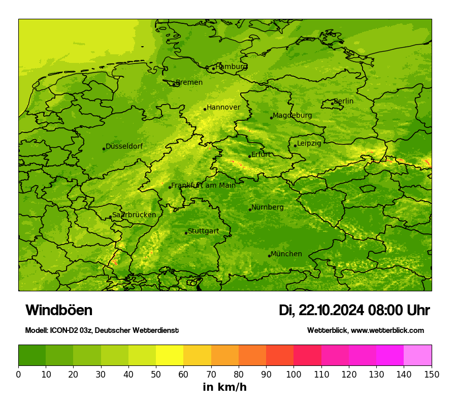 Modellkarten Windgeschwindigkeit in Deutschland