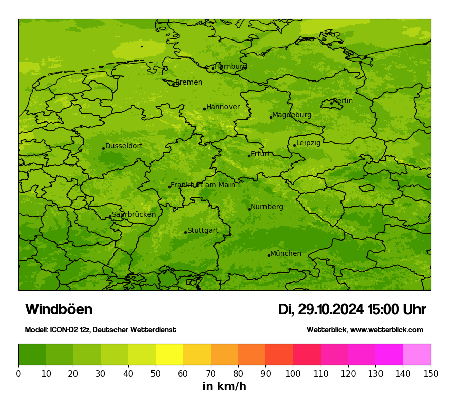 Modellkarten Windgeschwindigkeit in Deutschland