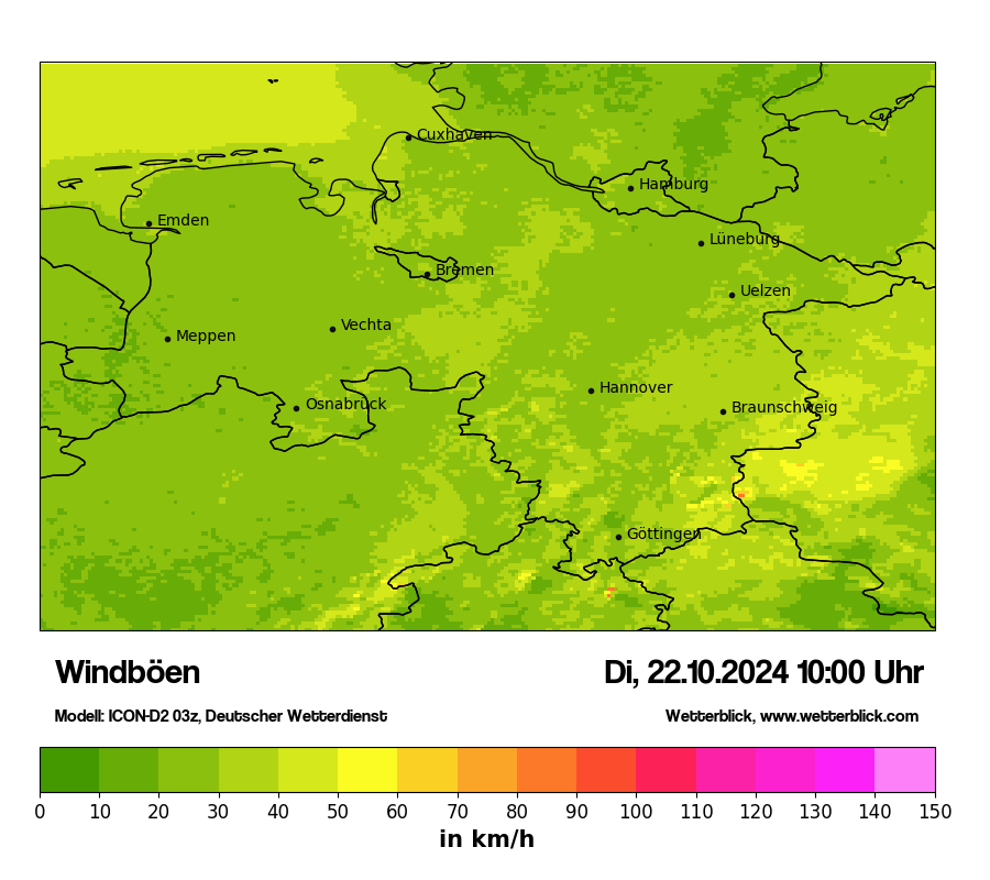 Modellkarten Windgeschwindigkeit