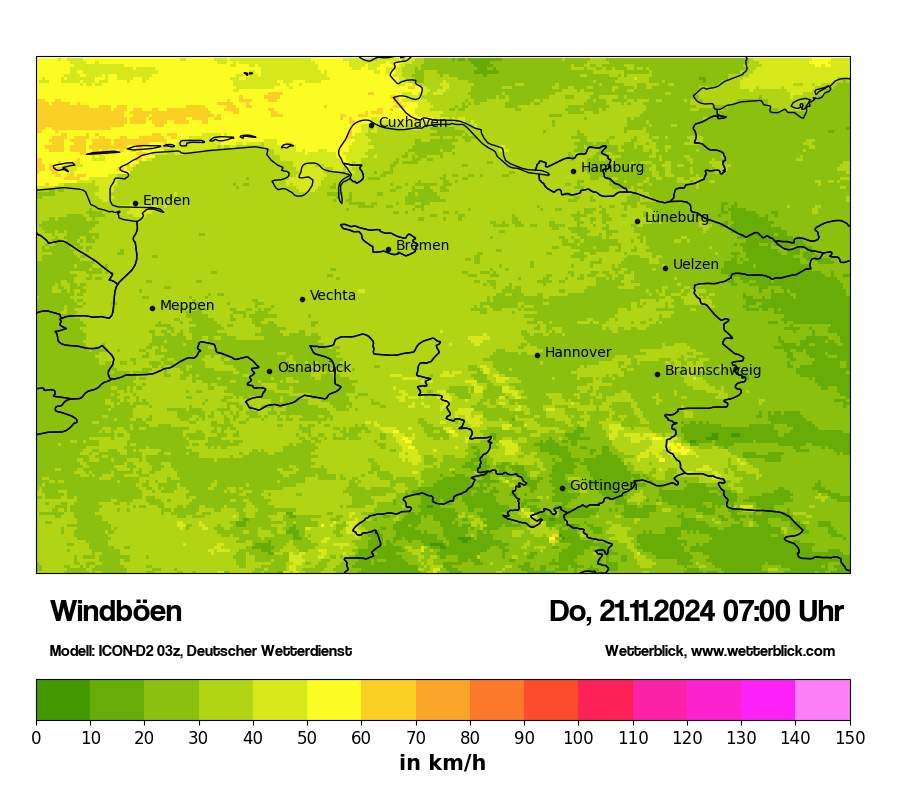 Modellkarten Windgeschwindigkeit