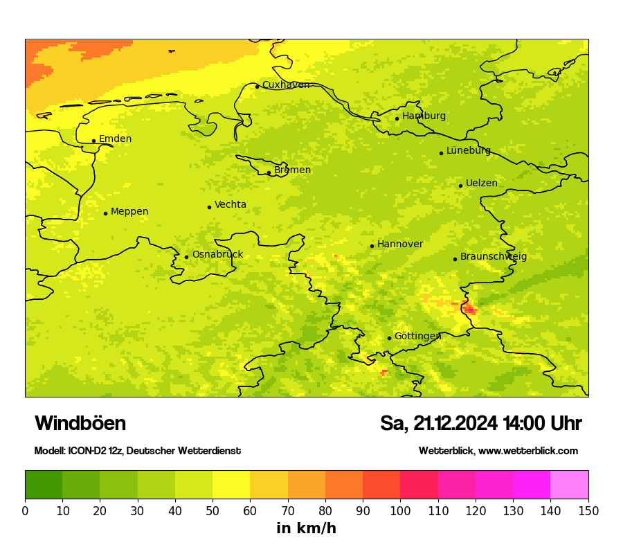 Modellkarten Windgeschwindigkeit