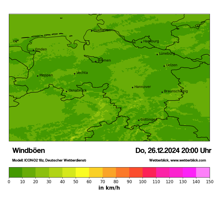 Modellkarten Windgeschwindigkeit