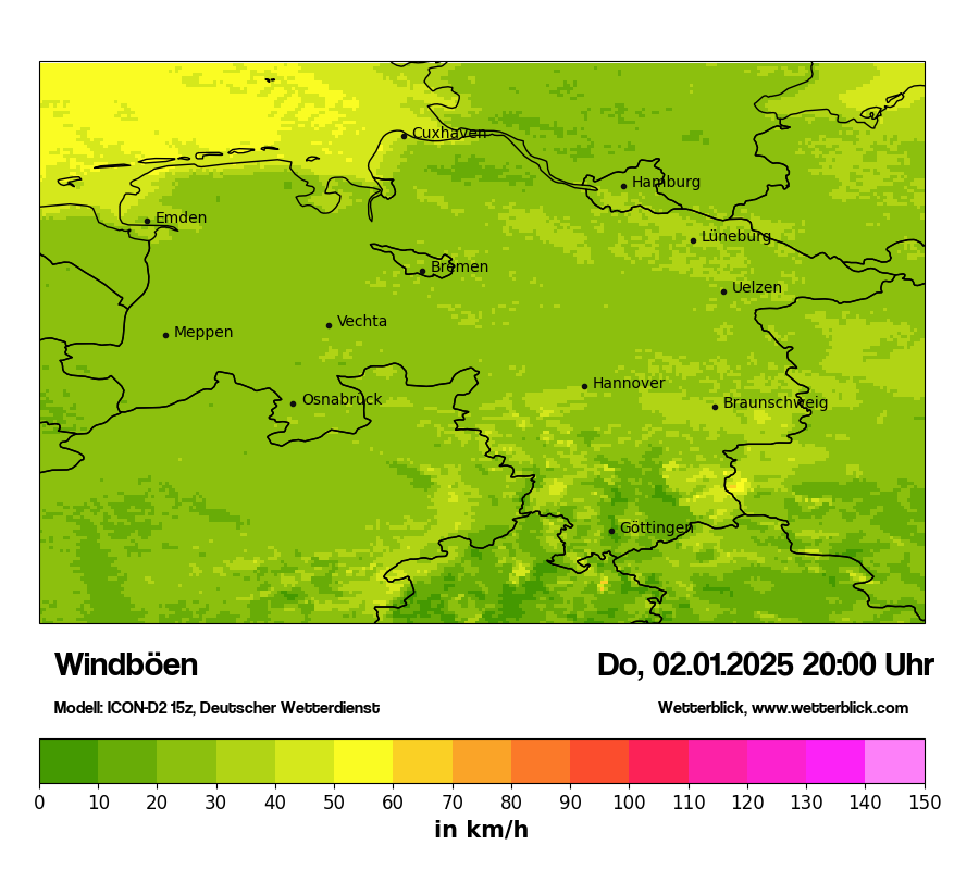 Modellkarten Windgeschwindigkeit