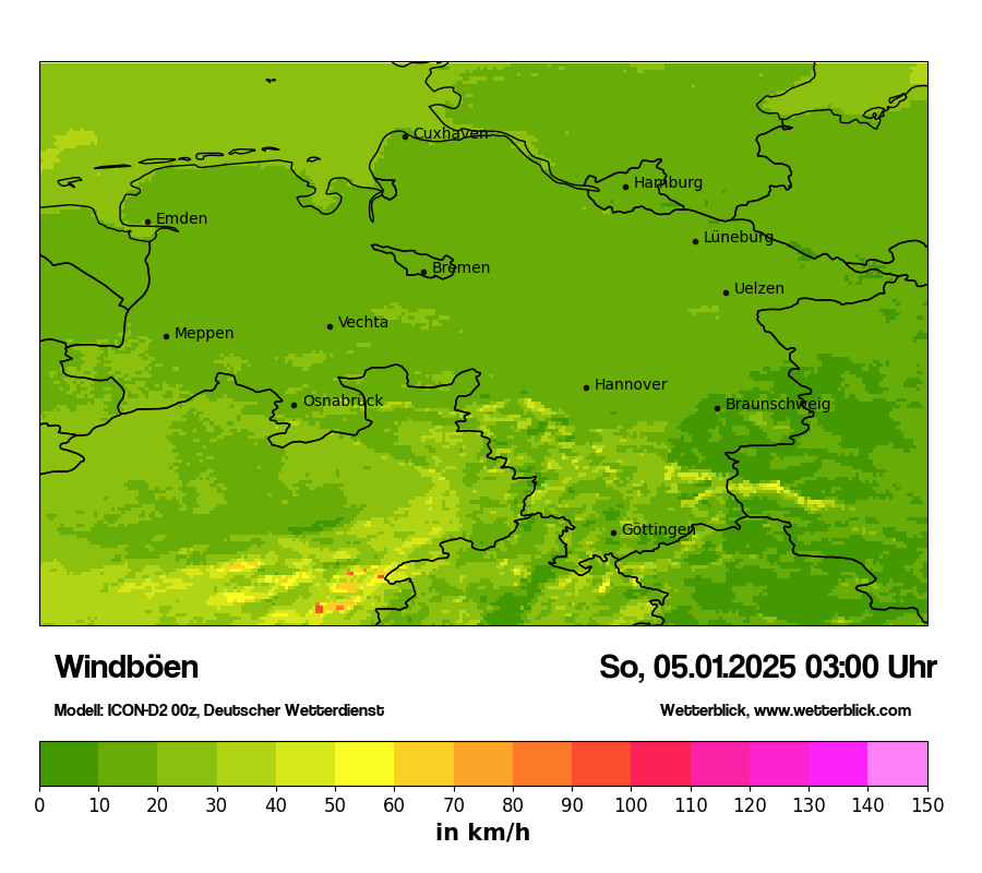Modellkarten Windgeschwindigkeit