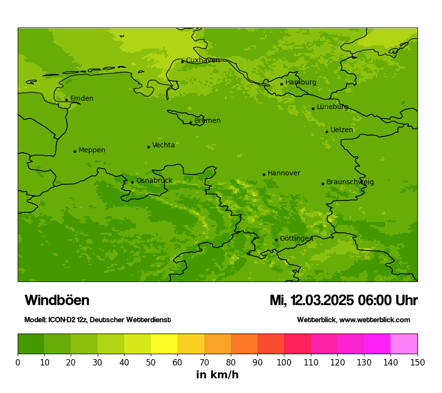 Modellkarten Windgeschwindigkeit