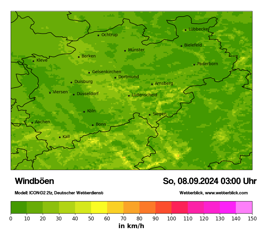 Modellkarten Windgeschwindigkeit