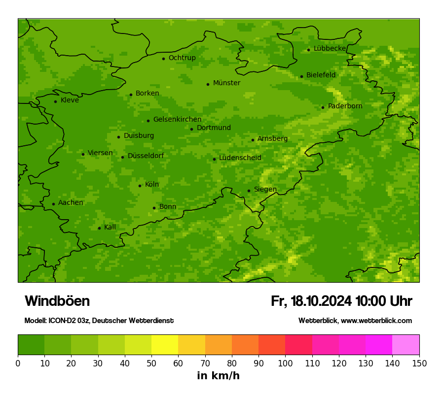 Modellkarten Windgeschwindigkeit