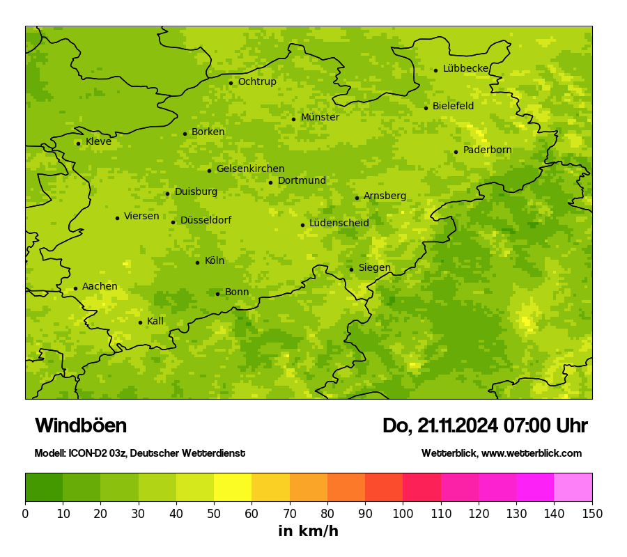 Modellkarten Windgeschwindigkeit