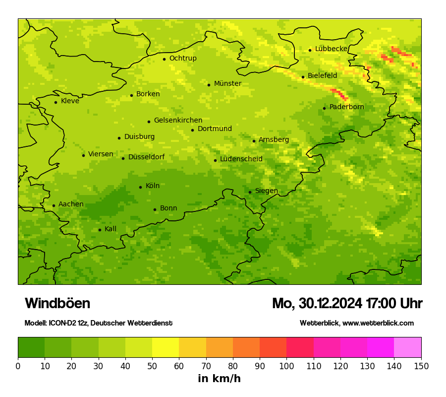 Modellkarten Windgeschwindigkeit