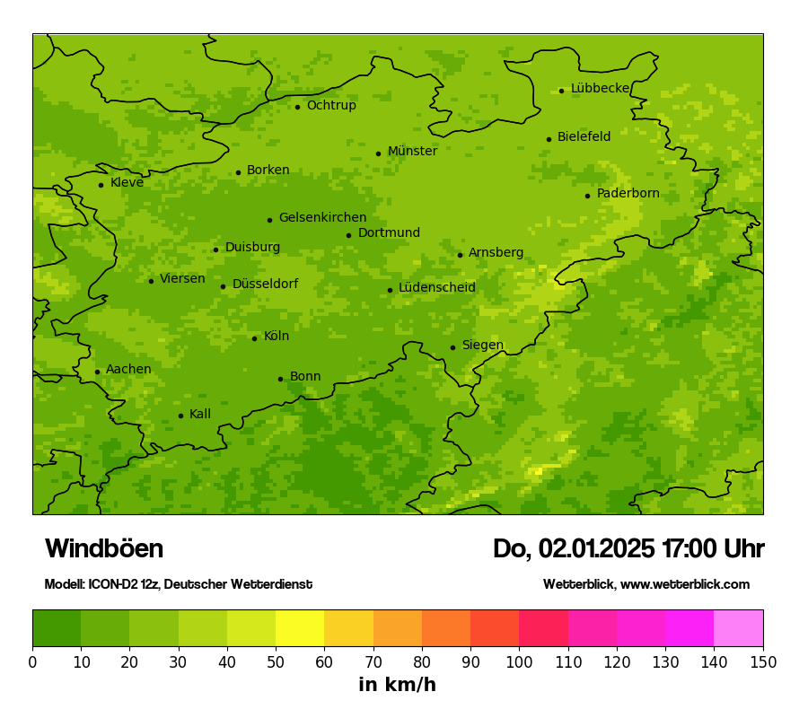 Modellkarten Windgeschwindigkeit