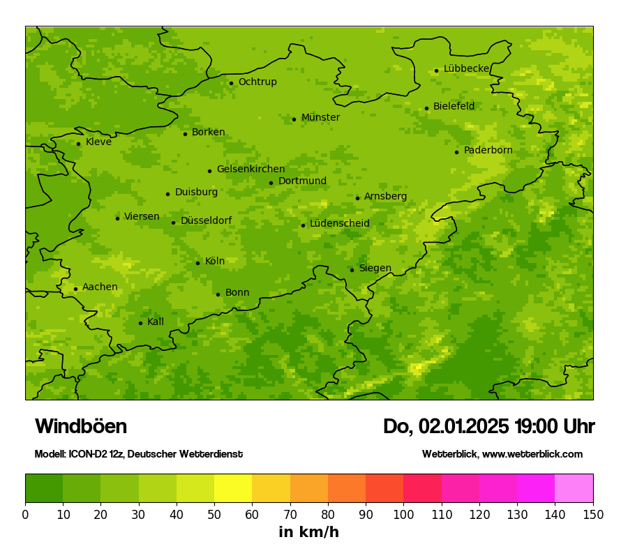 Modellkarten Windgeschwindigkeit