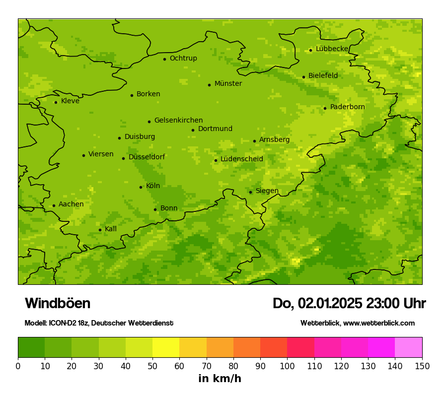 Modellkarten Windgeschwindigkeit