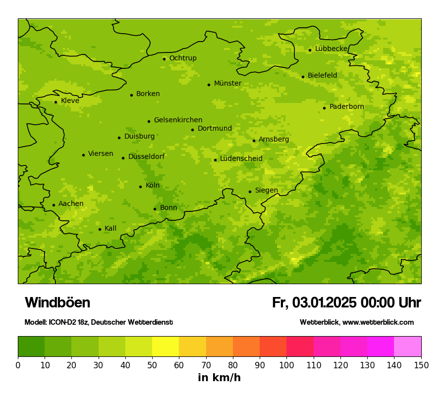 Modellkarten Windgeschwindigkeit