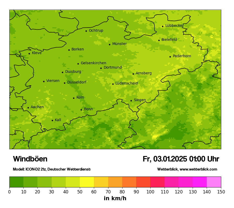 Modellkarten Windgeschwindigkeit