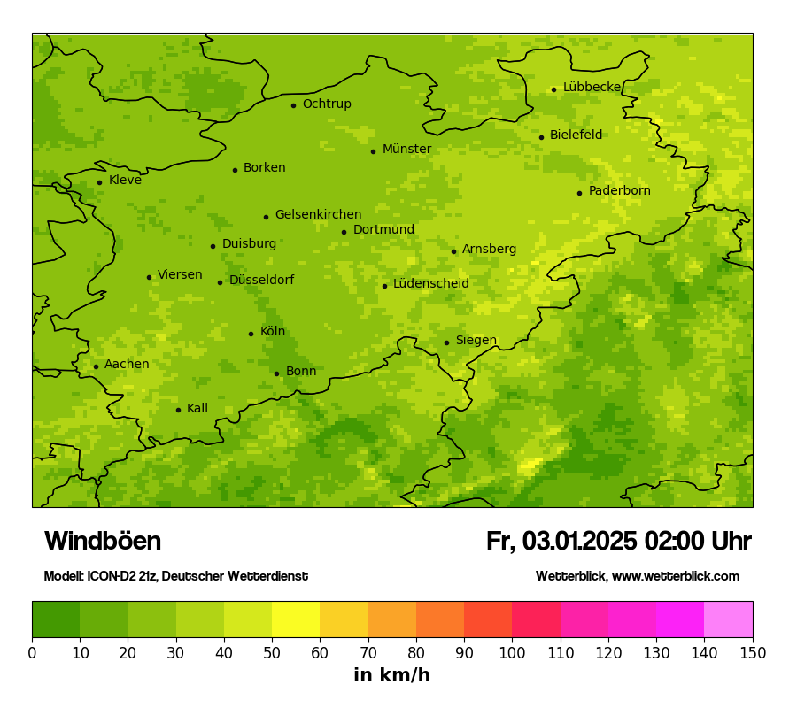 Modellkarten Windgeschwindigkeit