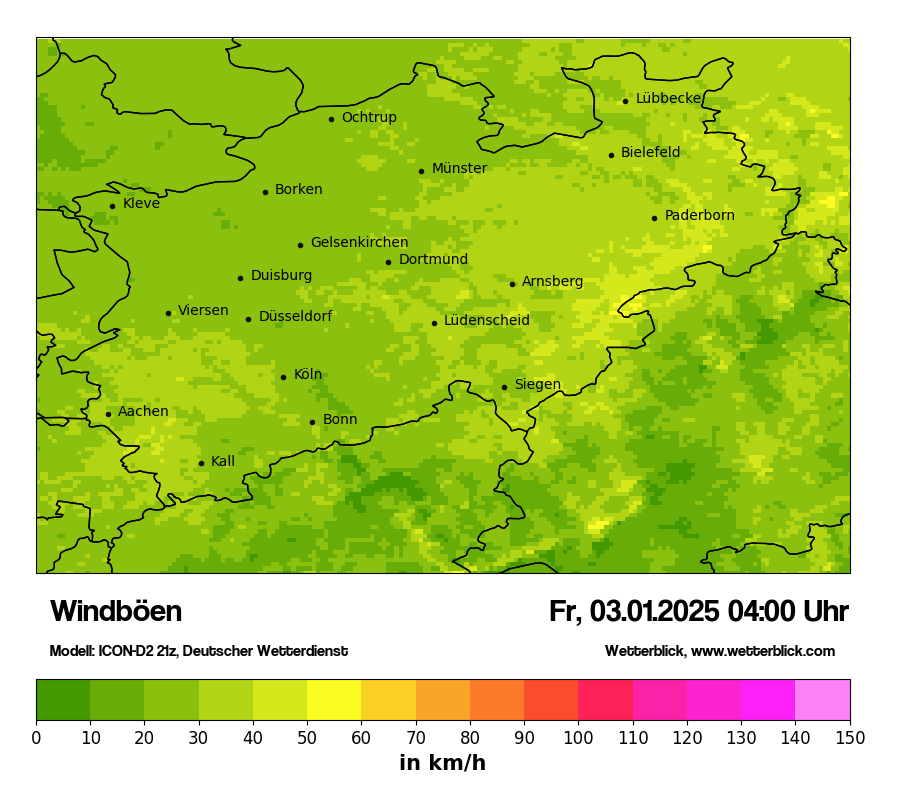 Modellkarten Windgeschwindigkeit