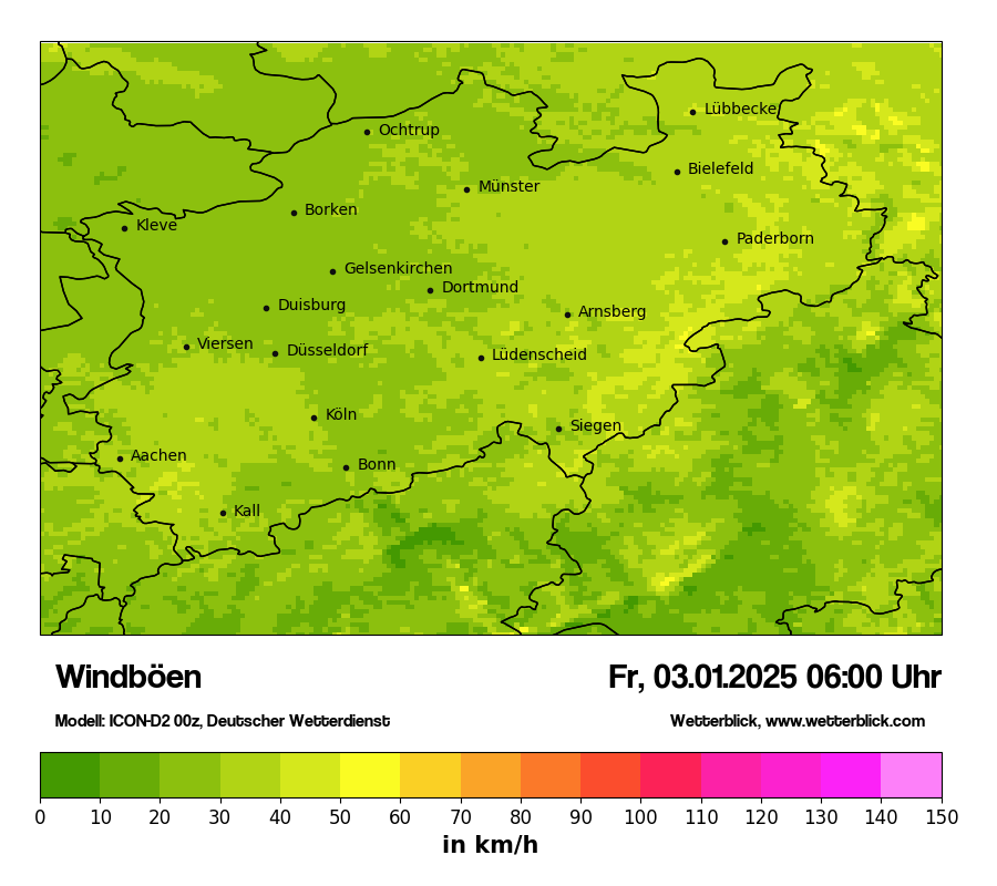 Modellkarten Windgeschwindigkeit