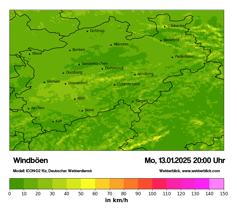 Modellkarten Windgeschwindigkeit
