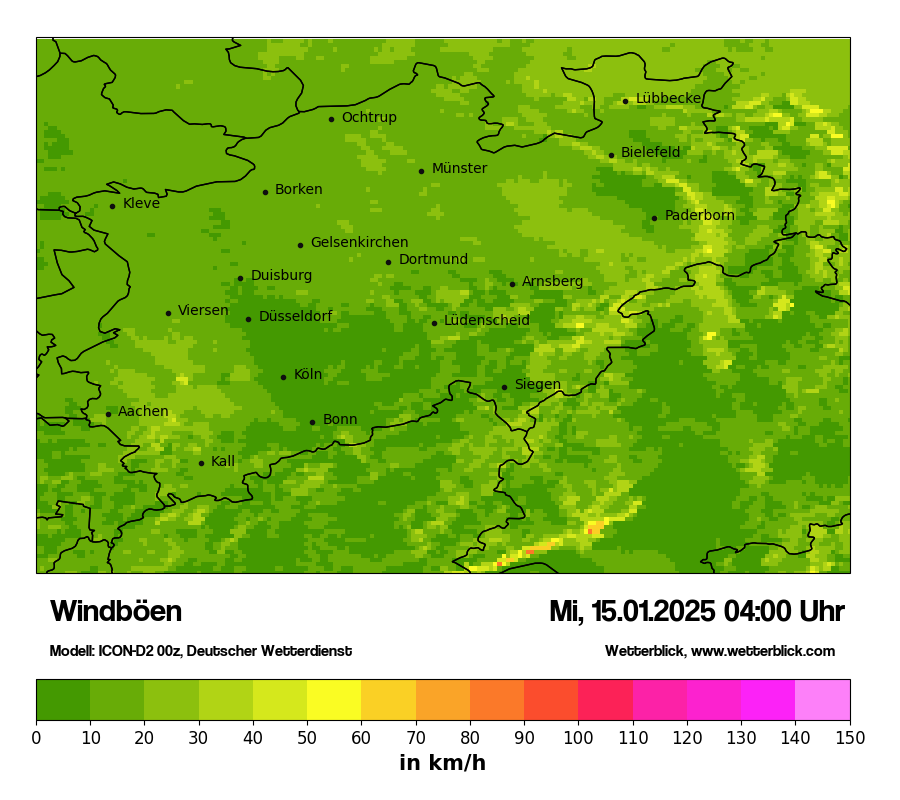 Modellkarten Windgeschwindigkeit