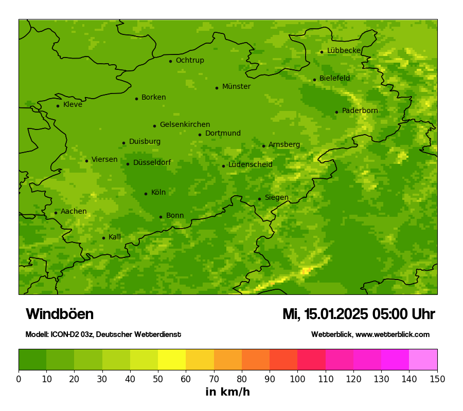Modellkarten Windgeschwindigkeit