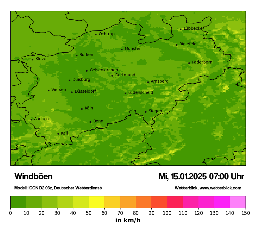 Modellkarten Windgeschwindigkeit