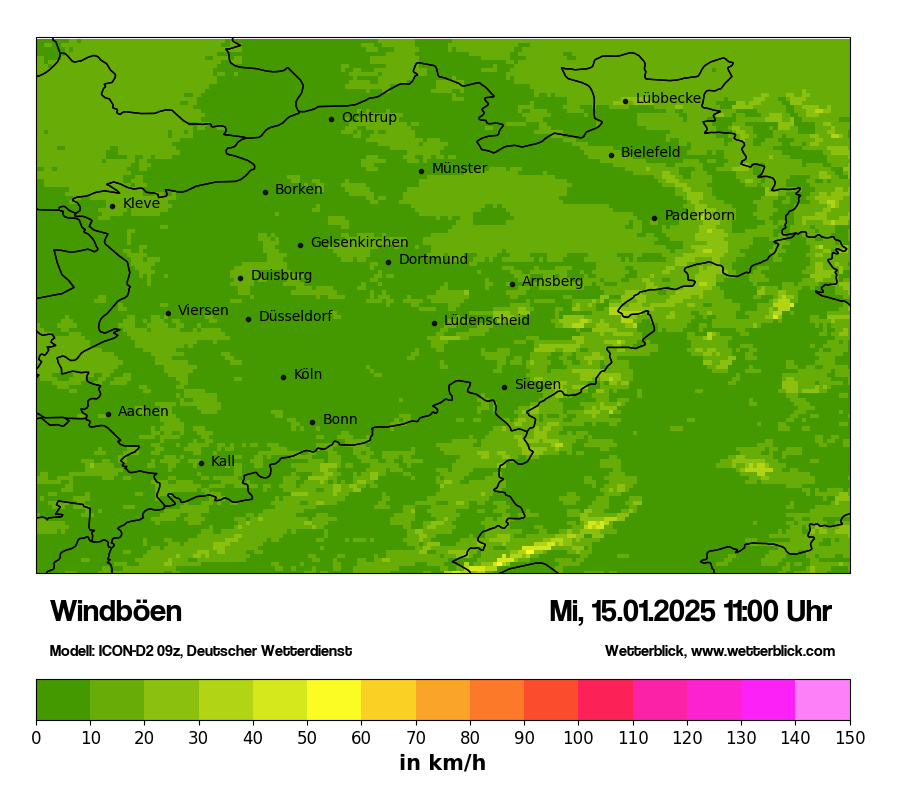 Modellkarten Windgeschwindigkeit